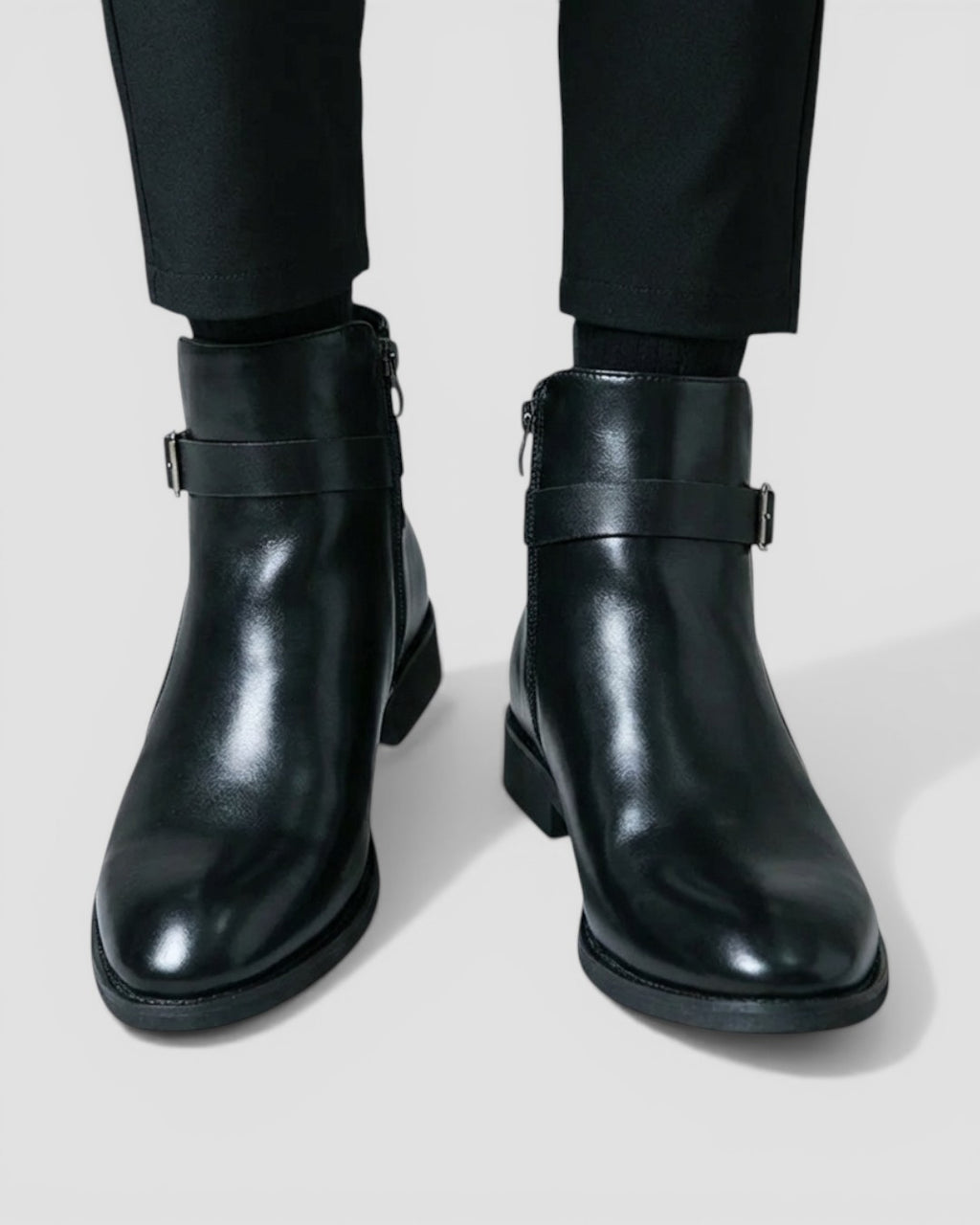 Herre Ankelstøvler i Splitlæder med Lynlås og Vandtæt Design