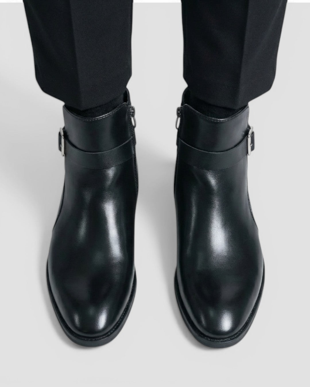 Herre Ankelstøvler i Splitlæder med Lynlås og Vandtæt Design