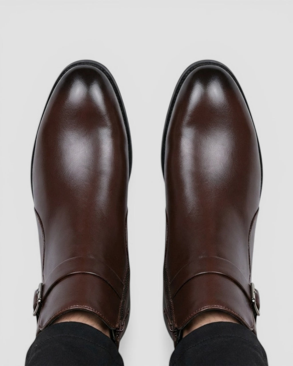 Herre Ankelstøvler i Splitlæder med Lynlås og Vandtæt Design