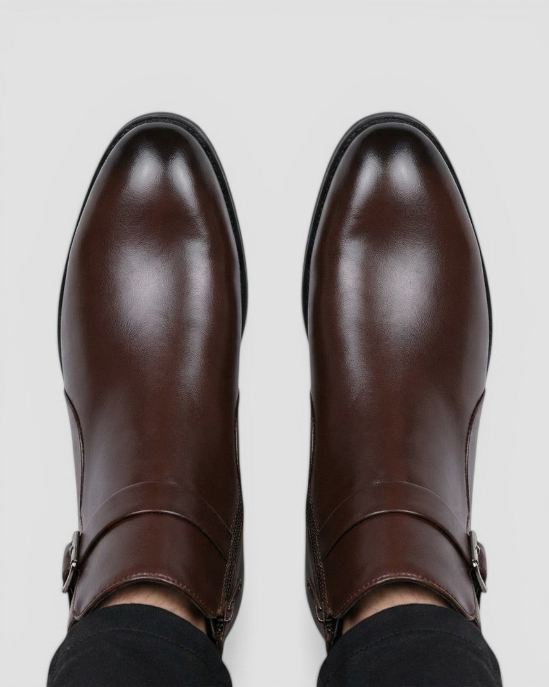 Herre Ankelstøvler i Splitlæder med Lynlås og Vandtæt Design