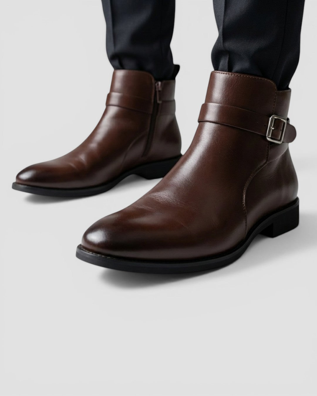 Herre Ankelstøvler i Splitlæder med Lynlås og Vandtæt Design