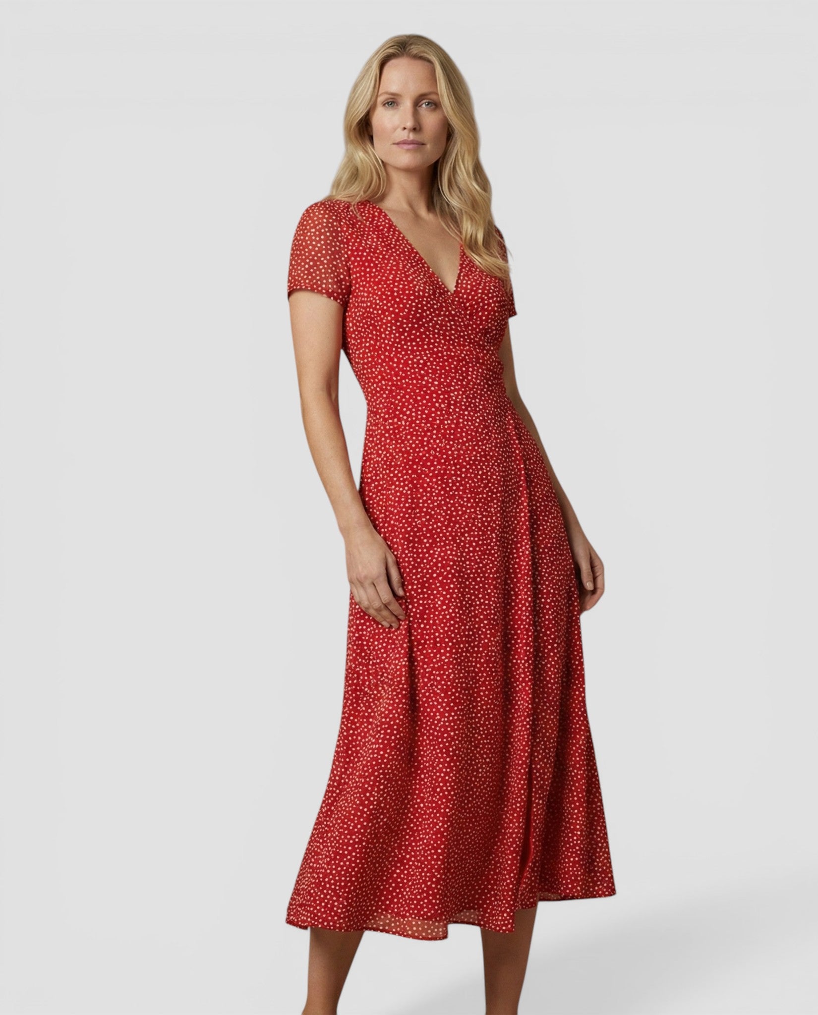 Jensen og Madsen | Dame Let Sommer Midi Kjole Åndbar Kort Ærmet