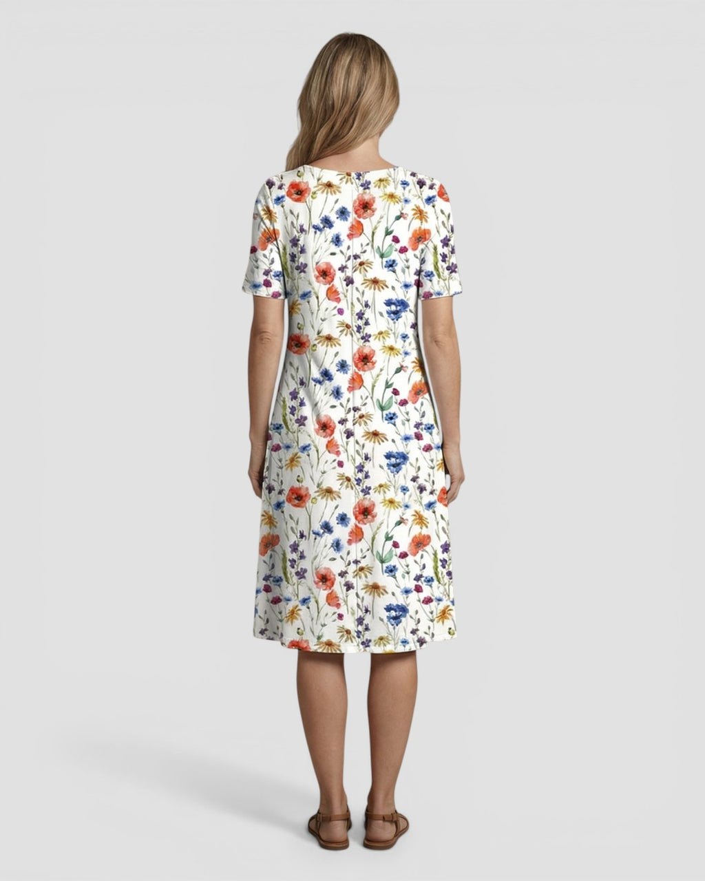 Jensen og Madsen | Dame Blomstret Sommerkjole Let og Komfortabel med Lommer