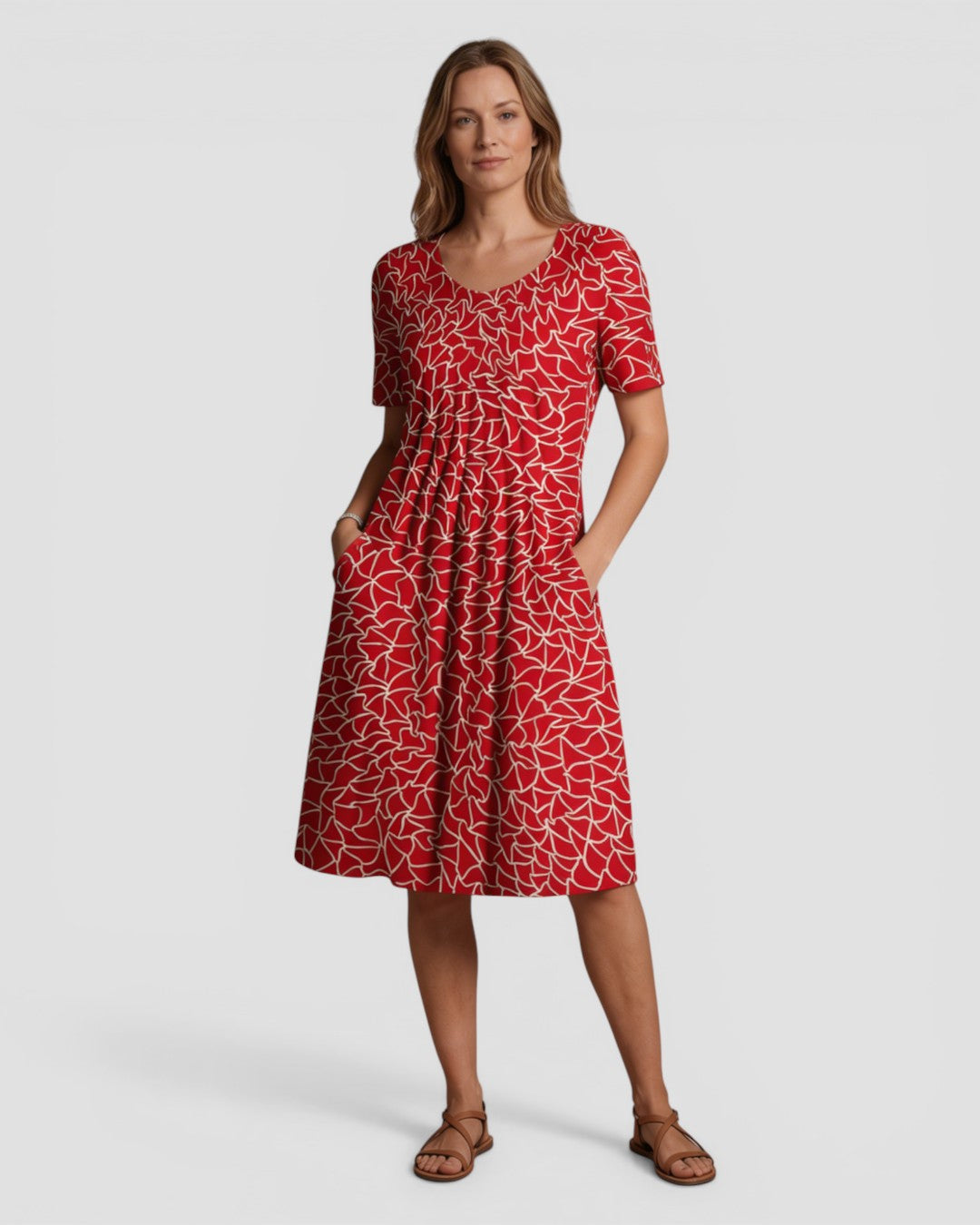 Jensen og Madsen | Dame Blomstret Sommerkjole Let og Komfortabel med Lommer