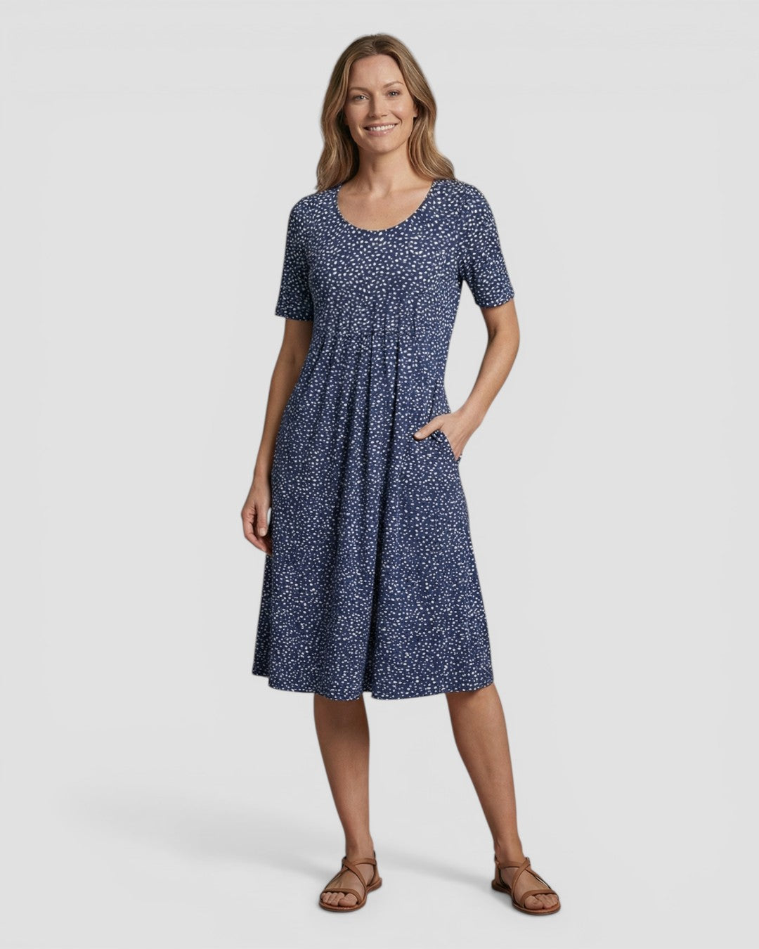 Jensen og Madsen | Dame Blomstret Sommerkjole Let og Komfortabel med Lommer