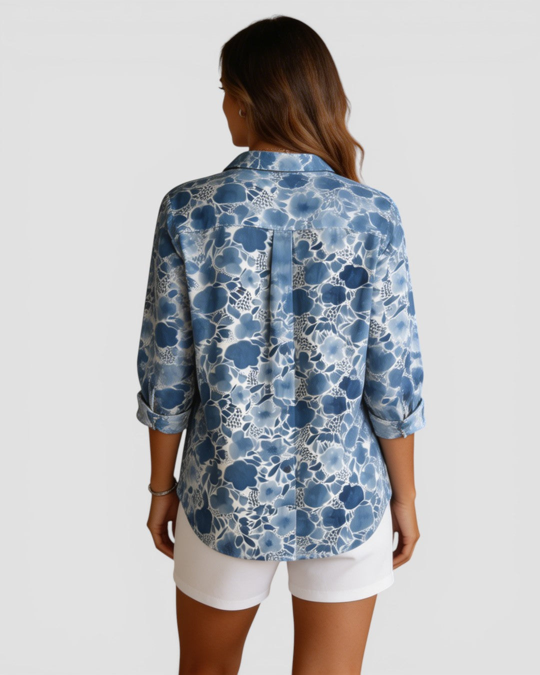 Jensen og Madsen | Dame Blomstret Skjorte Let og Komfortabel Løs Pasform