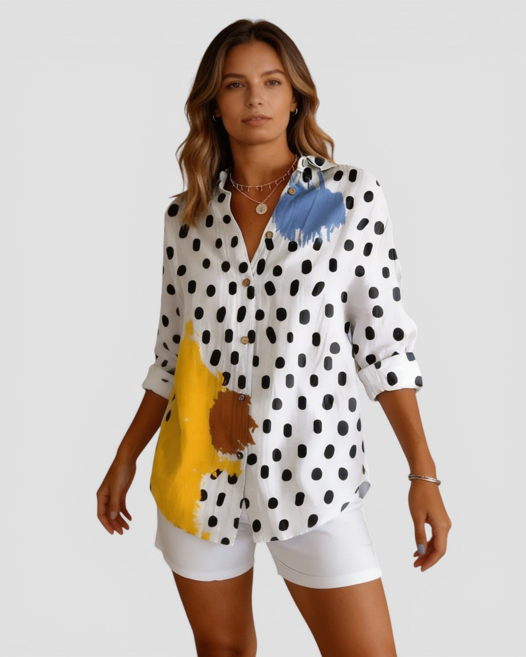 Jensen og Madsen | Dame Blomstret Skjorte Let og Komfortabel Løs Pasform