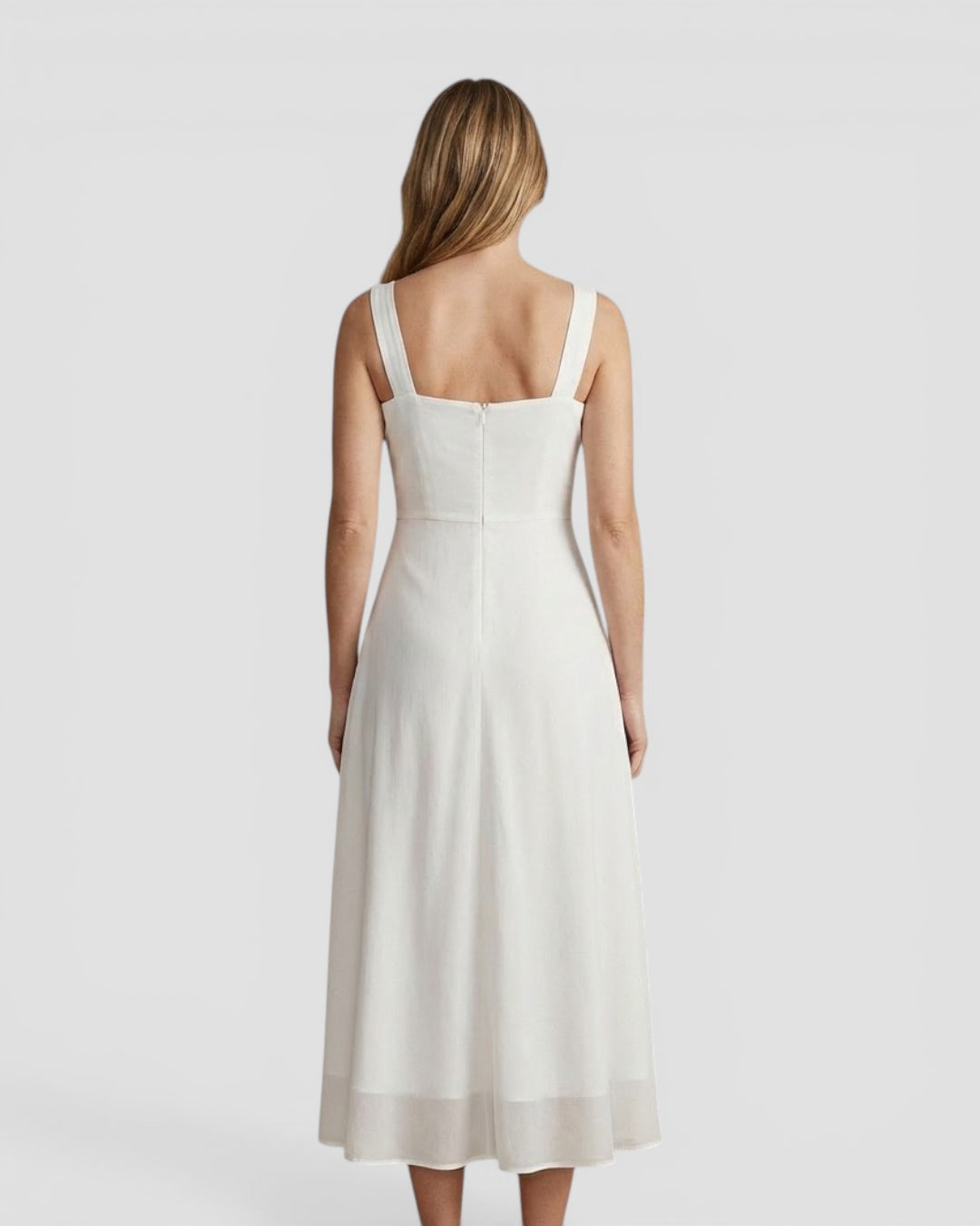 Jensen og Madsen | Dame Midi Kjole A-Linje Firkantet Hals Let og Komfortabel