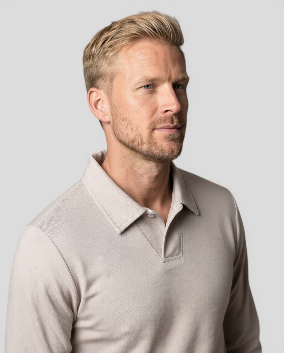 Jensen og Madsen | Herre Langærmet Polo Shirt Klassisk Komfortabel Pasform