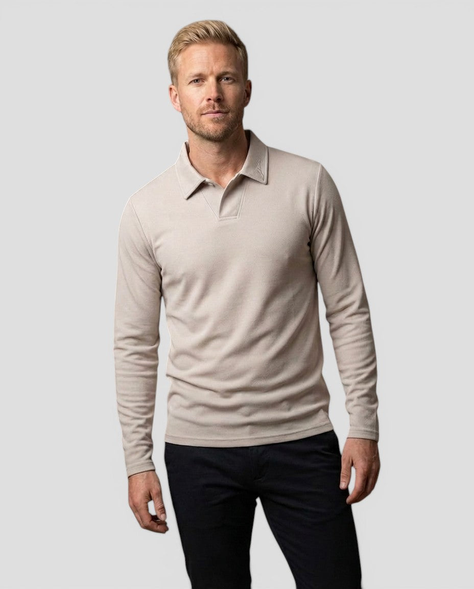 Jensen og Madsen | Herre Langærmet Polo Shirt Klassisk Komfortabel Pasform