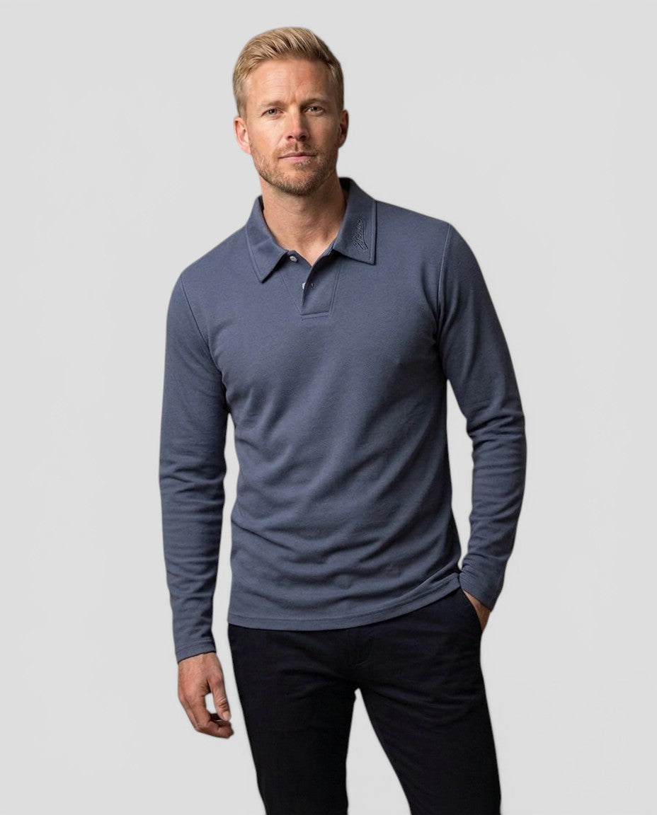 Jensen og Madsen | Herre Langærmet Polo Shirt Klassisk Komfortabel Pasform