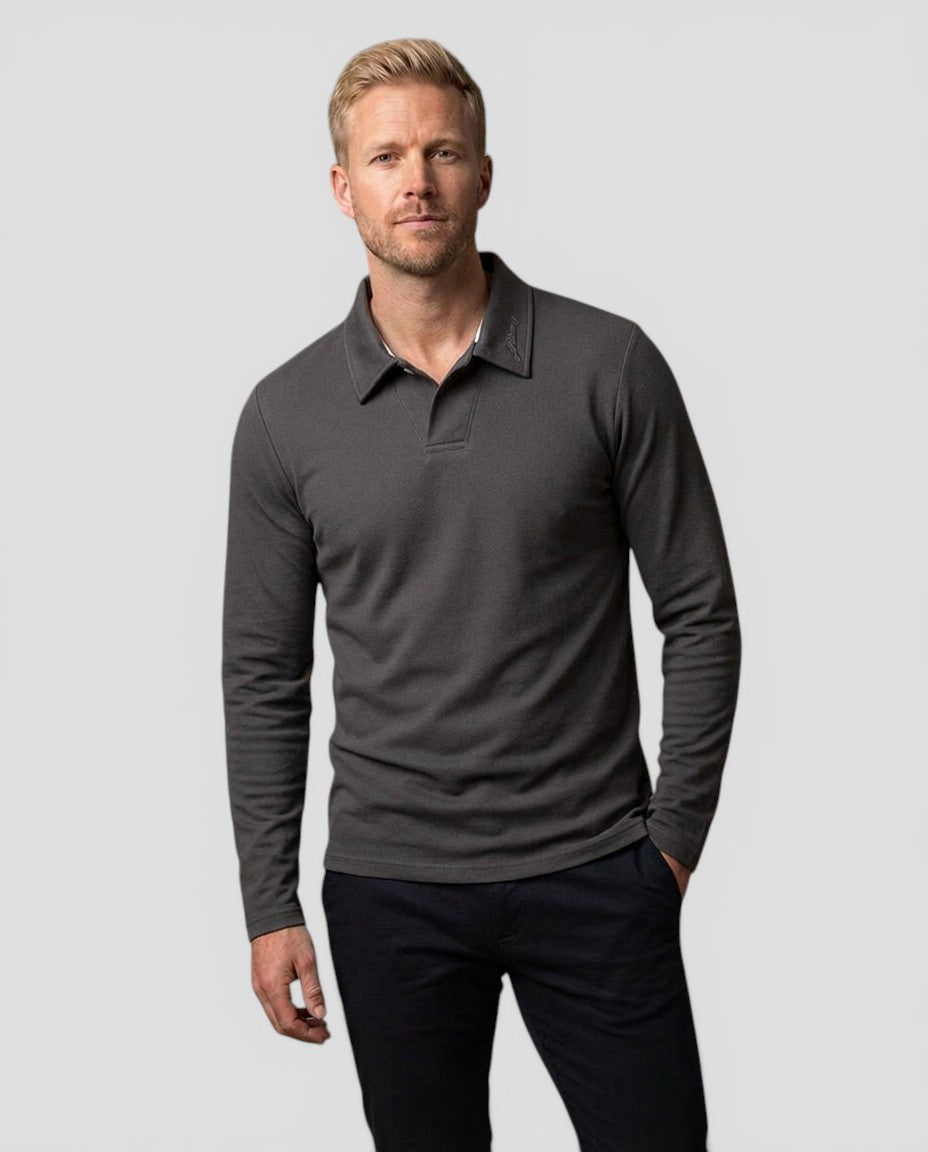 Jensen og Madsen | Herre Langærmet Polo Shirt Klassisk Komfortabel Pasform