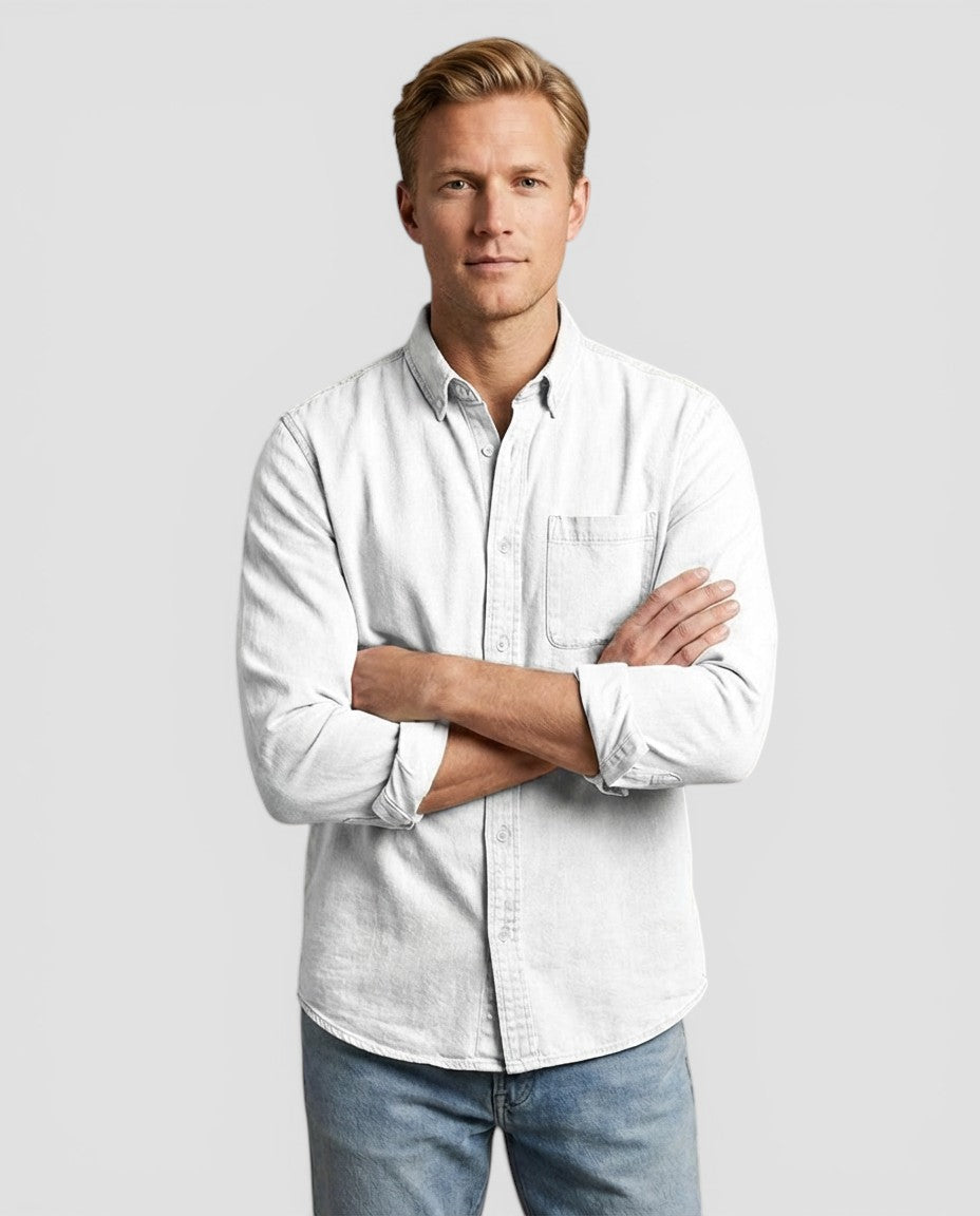Jensen og Madsen | Herre Casual Skjorte Let og Komfortabel Afslappet Pasform