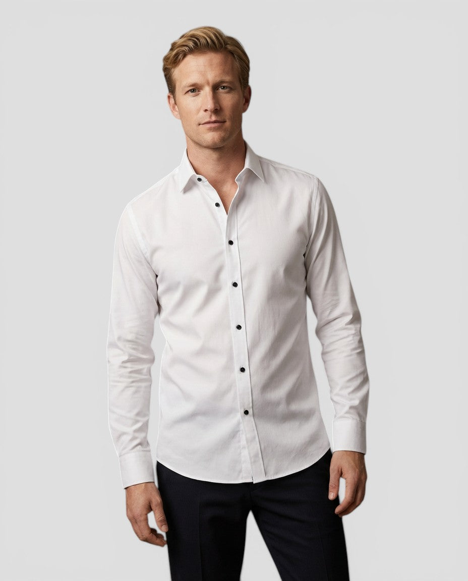 Jensen og Madsen | Herre Stretch Skjorte Komfortabel Slim Pasform