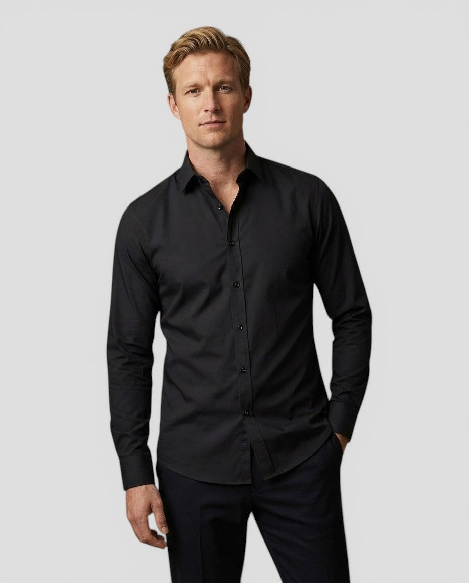 Jensen og Madsen | Herre Stretch Skjorte Komfortabel Slim Pasform