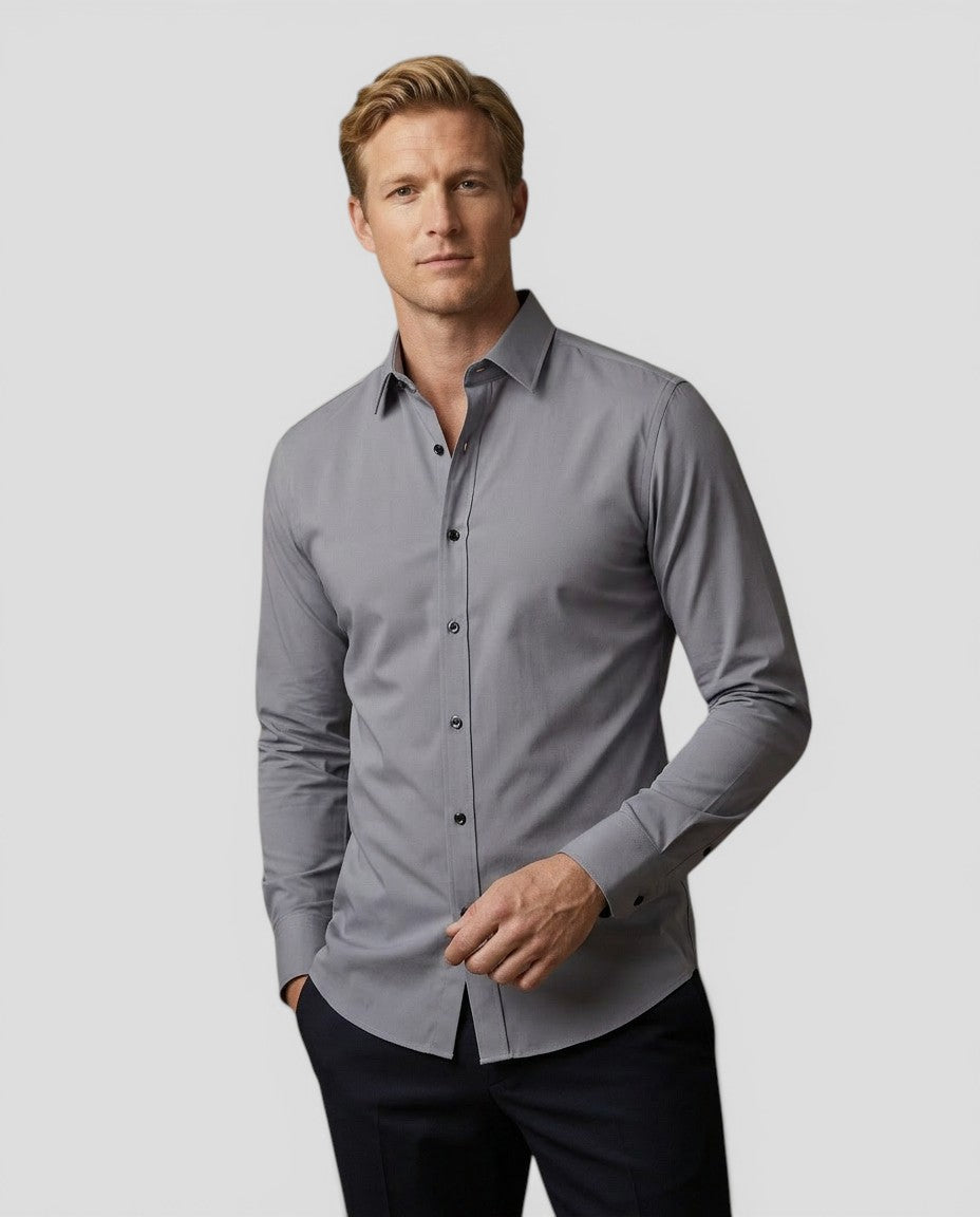Jensen og Madsen | Herre Stretch Skjorte Komfortabel Slim Pasform