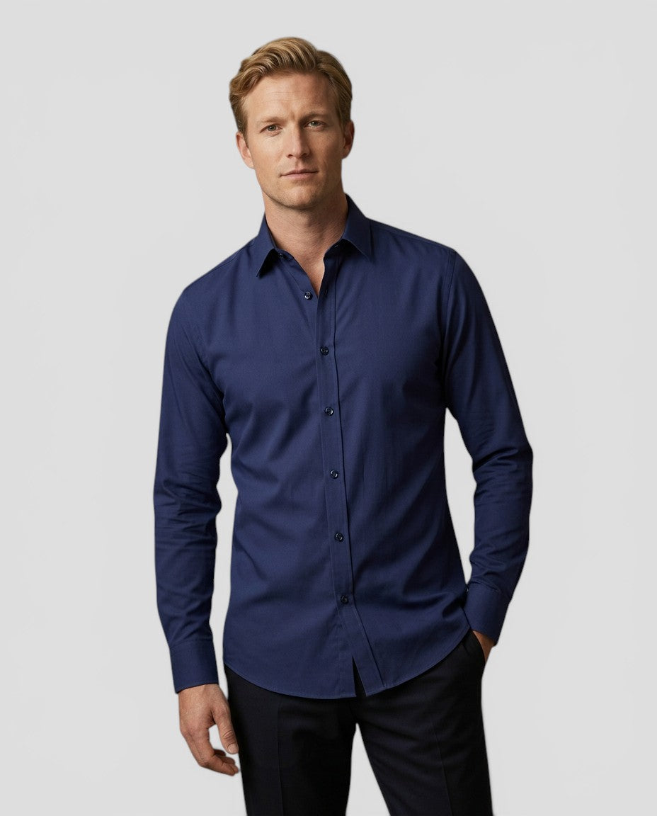 Jensen og Madsen | Herre Stretch Skjorte Komfortabel Slim Pasform