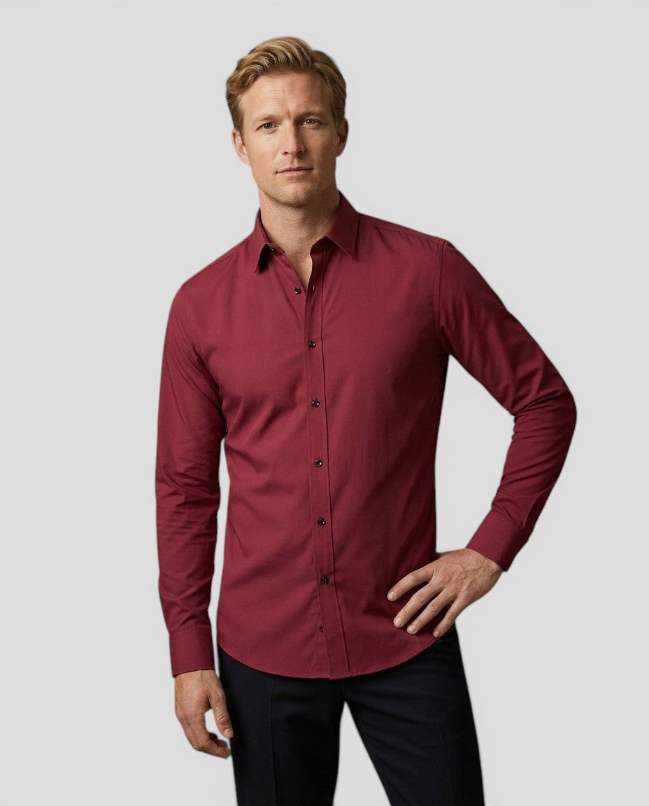 Jensen og Madsen | Herre Stretch Skjorte Komfortabel Slim Pasform