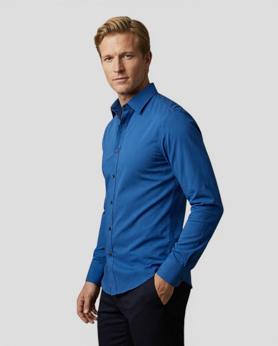 Jensen og Madsen | Herre Stretch Skjorte Komfortabel Slim Pasform