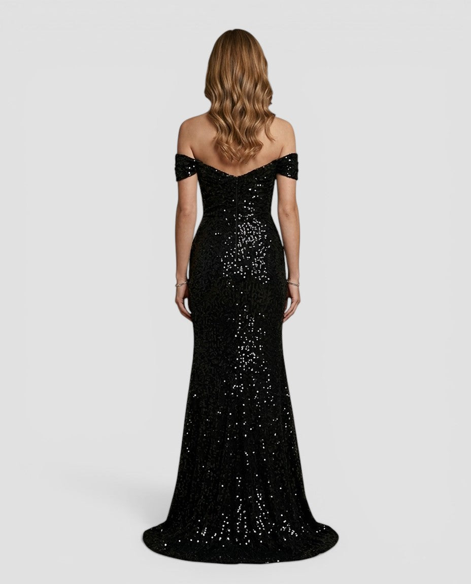 Jensen og Madsen | Dame Lang Aftenkjole med Slids Elegant Fest Pasform