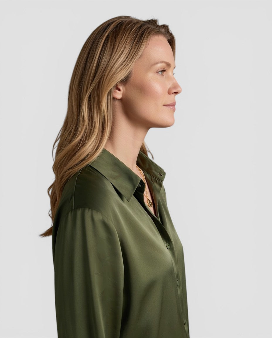 Jensen og Madsen | Dame Langærmet Bluse med Knapper Let og Komfortabel