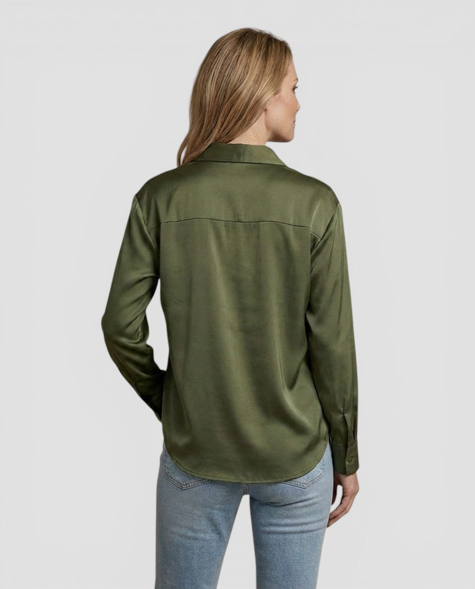 Jensen og Madsen | Dame Langærmet Bluse med Knapper Let og Komfortabel