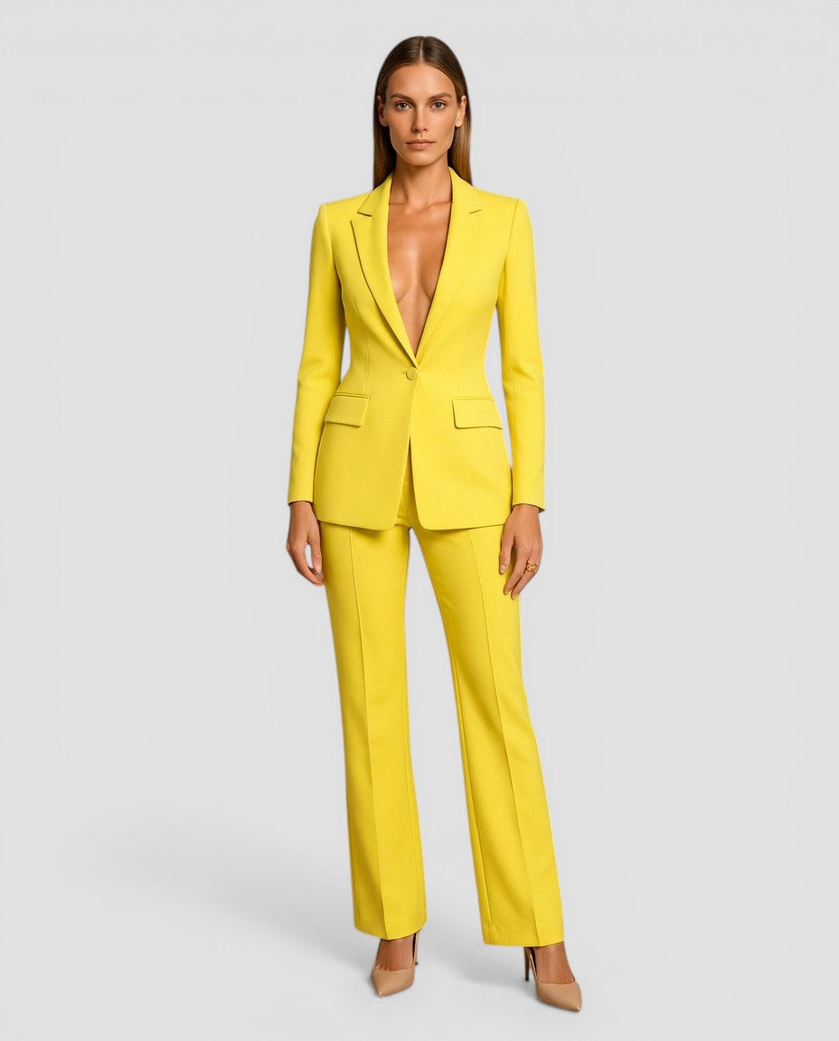 Jensen og Madsen | Dame Blazer Sæt med Bukser Elegant Pasform Kontor Brug