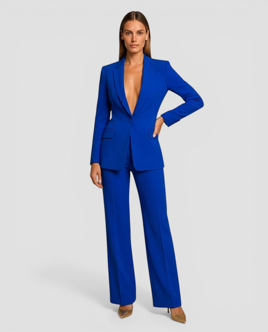 Jensen og Madsen | Dame Blazer Sæt med Bukser Elegant Pasform Kontor Brug