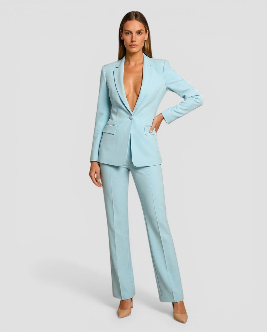 Jensen og Madsen | Dame Blazer Sæt med Bukser Elegant Pasform Kontor Brug