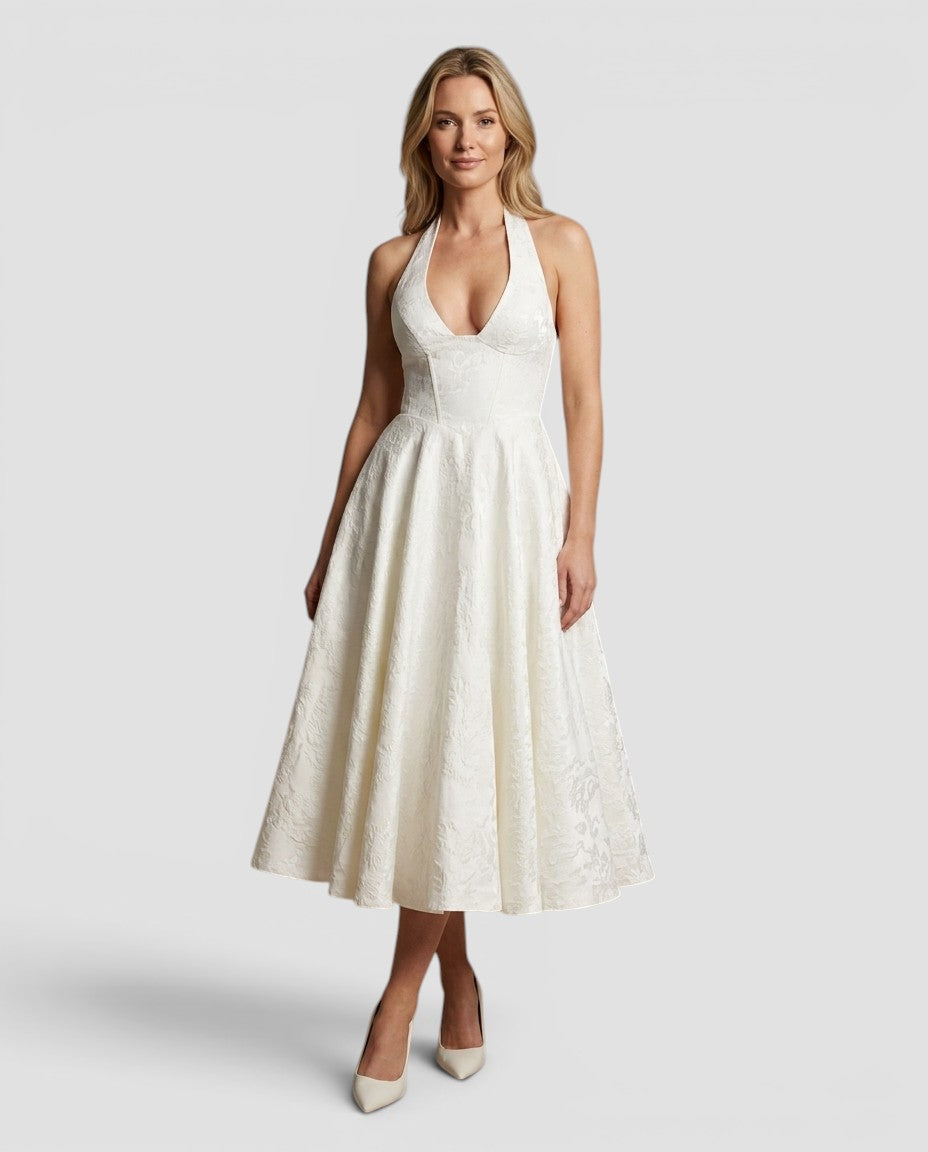 Jensen og Madsen | Dame Midi Kjole Ærmeløs A-linje Elegant