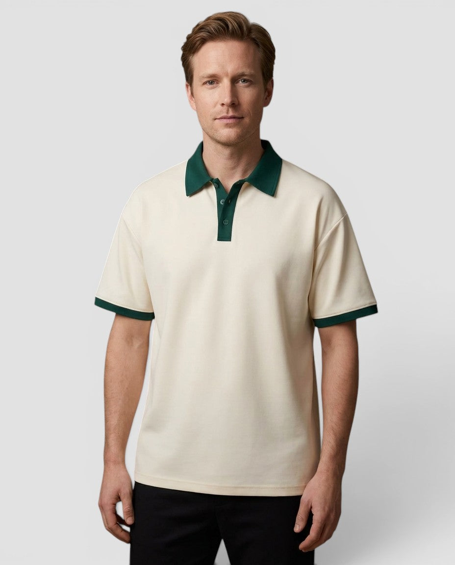 Jensen og Madsen | Herre Polo Shirt Kontrastkrave Korte Ærmer