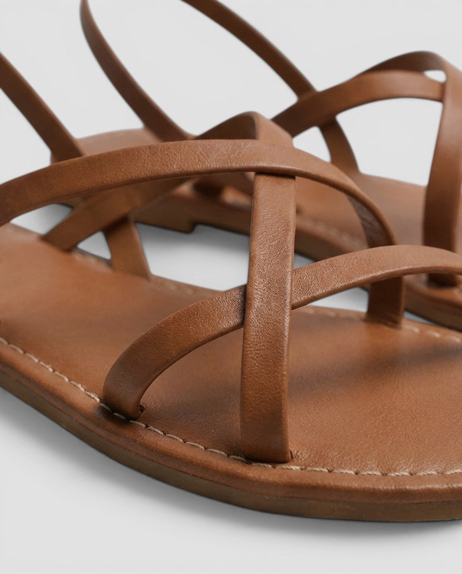 Jensen og Madsen | Dame Flade Sandaler med Krydsremme og Spænde