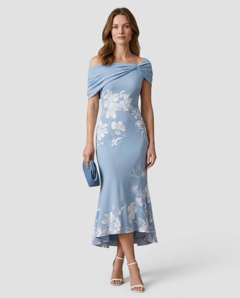 Jensen og Madsen | Dame Midi Kjole med Blomsterdetaljer Fest