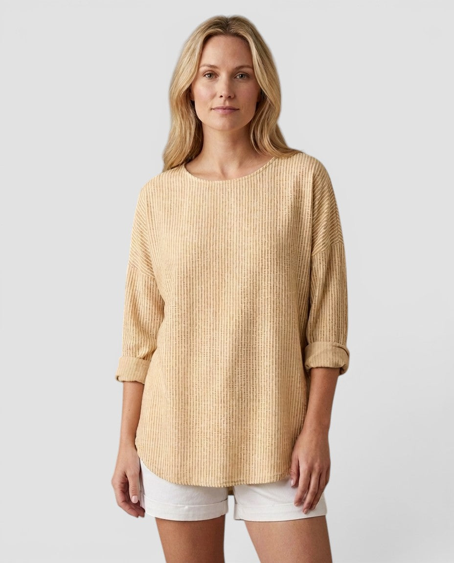 Jensen og Madsen | Dame Bluse med Striber Afslappet Pasform