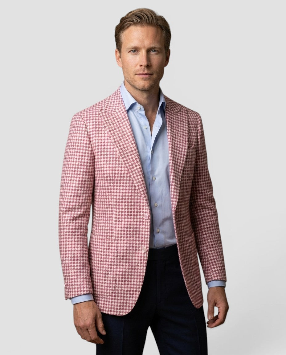 Jensen og Madsen | Herre Blazer Hahnentritt Mønster Tætsiddende
