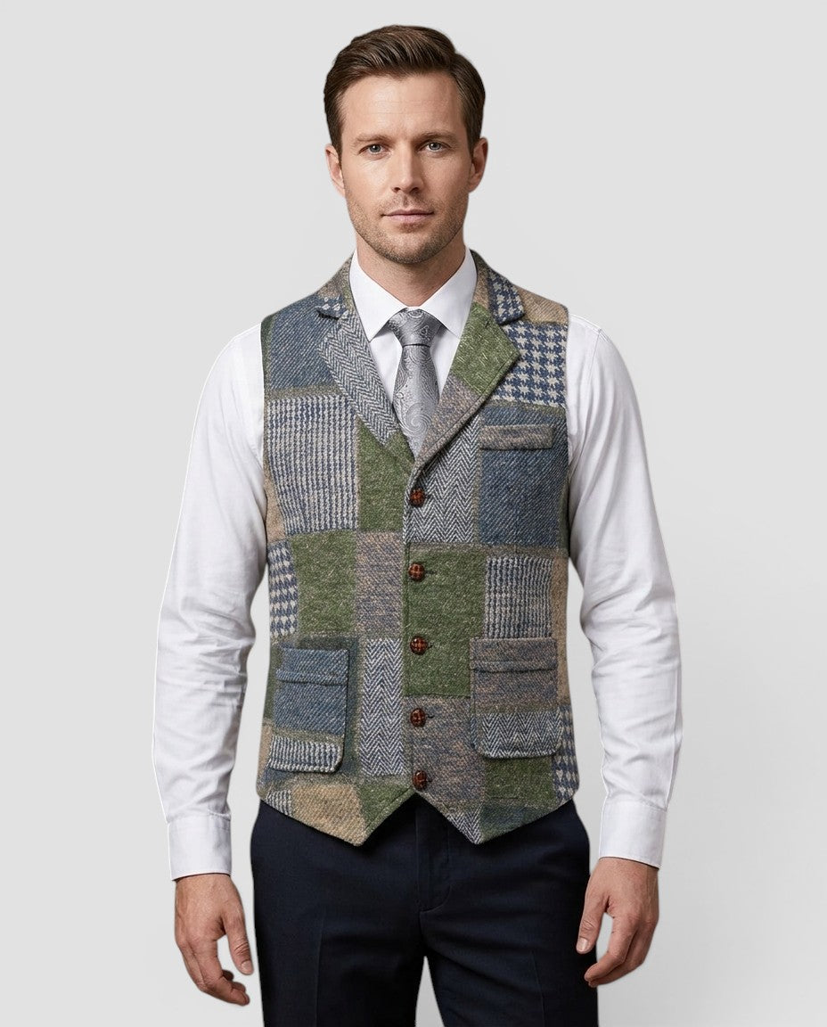 Jensen og Madsen | Herre Patchwork Vest Vintage Stil til Bryllup