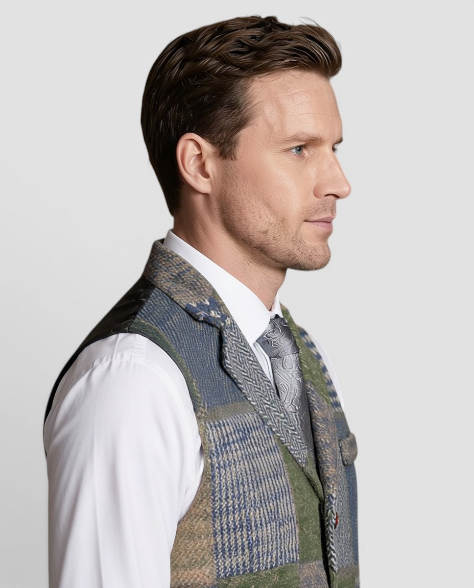 Jensen og Madsen | Herre Patchwork Vest Vintage Stil til Bryllup