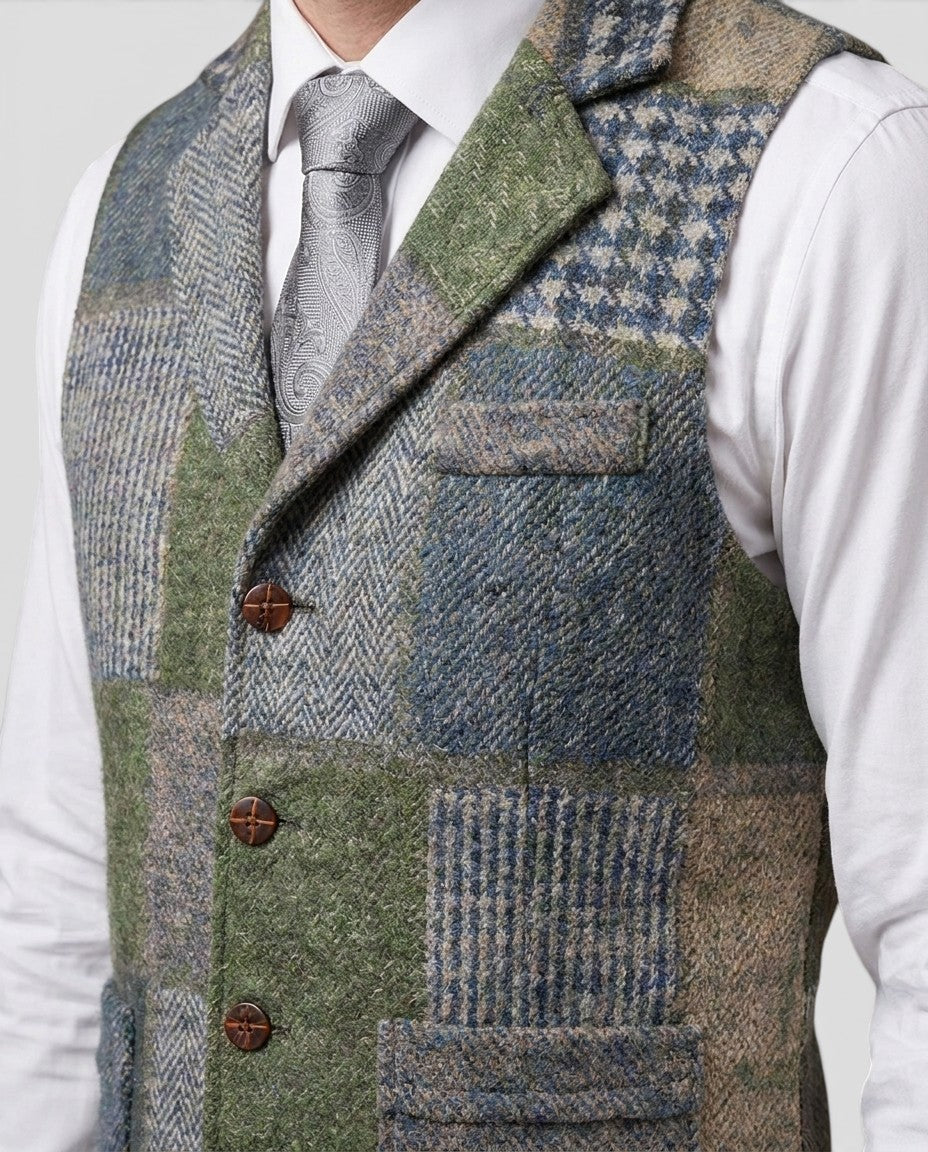 Jensen og Madsen | Herre Patchwork Vest Vintage Stil til Bryllup