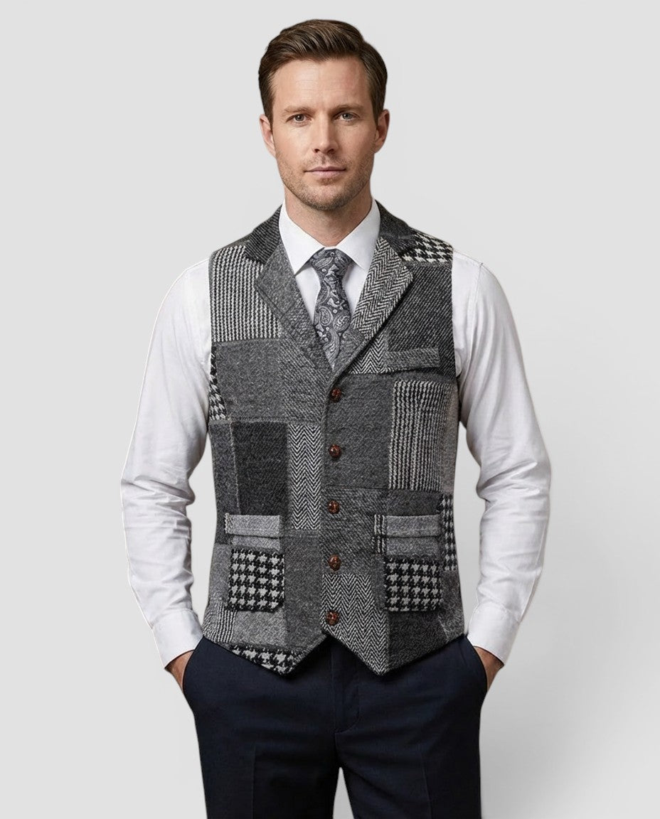 Jensen og Madsen | Herre Patchwork Vest Vintage Stil til Bryllup