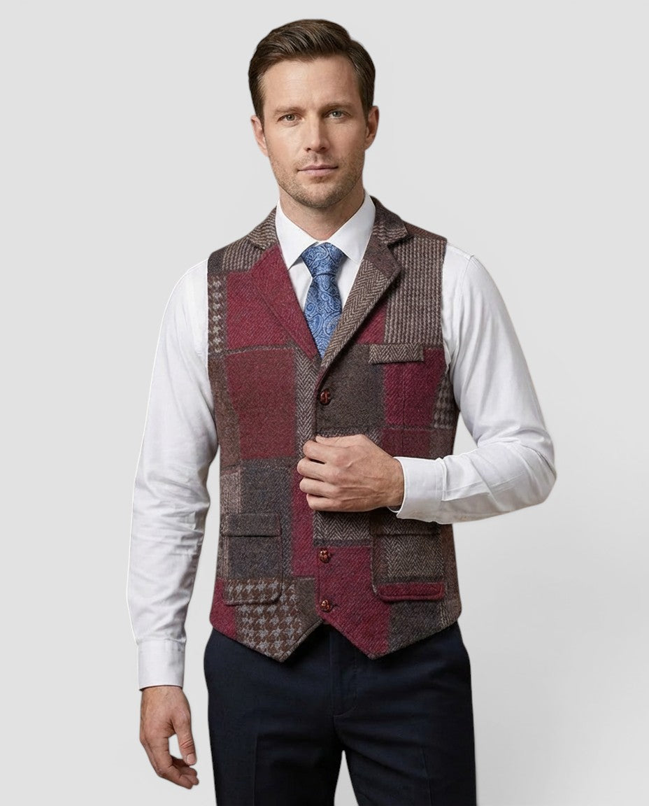 Jensen og Madsen | Herre Patchwork Vest Vintage Stil til Bryllup
