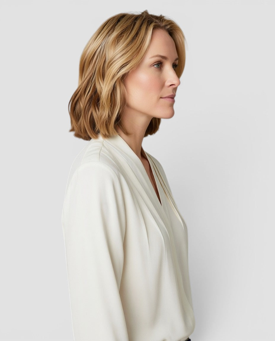 Jensen og Madsen | Dame Bluse med Pufærmer og Tilpasset Talje Elegant