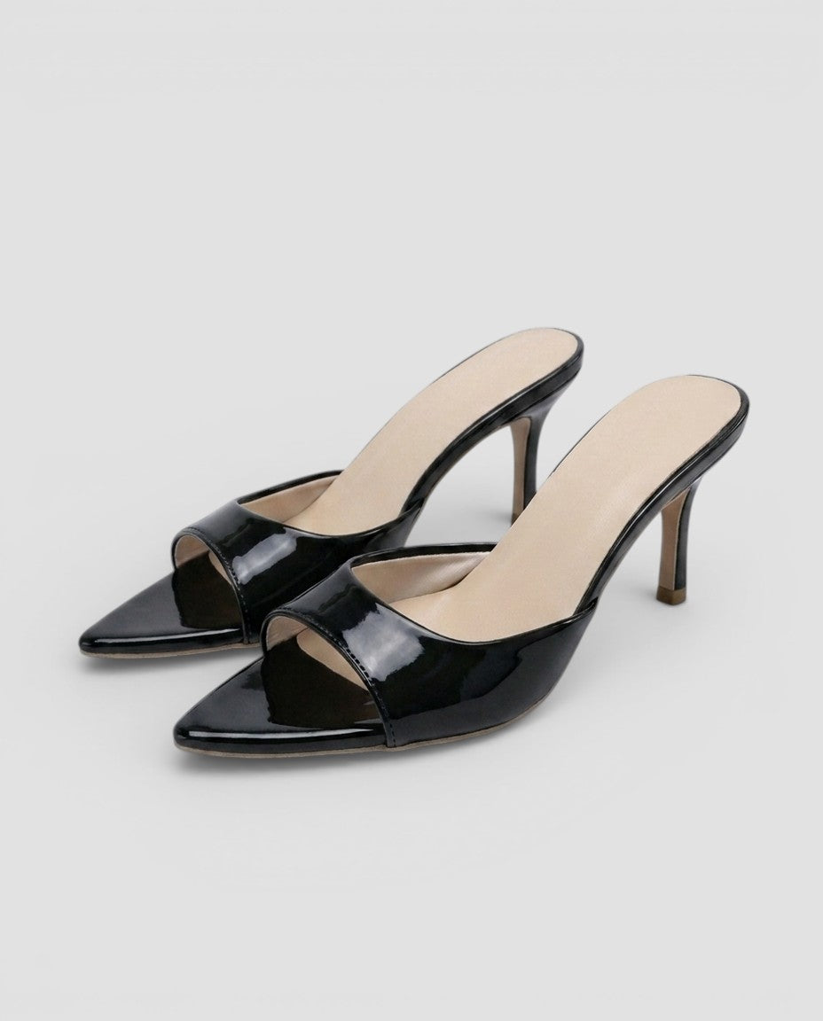 Jensen og Madsen | Dame Kitten Heel Slingback med Sløjfe og Spids Tå