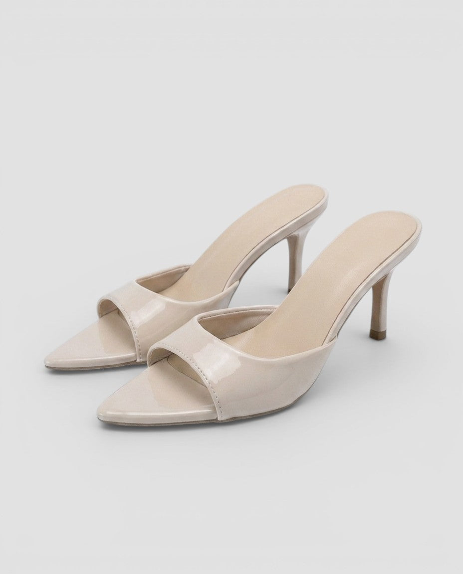 Jensen og Madsen | Dame Kitten Heel Slingback med Sløjfe og Spids Tå