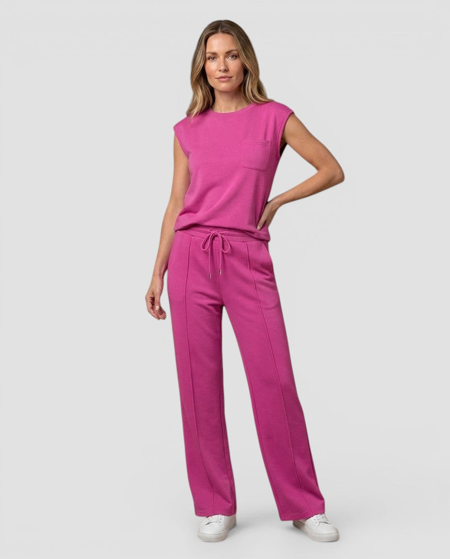 Jensen og Madsen | Dame Jumpsuit med Vide Ben Rund Hals Elegant