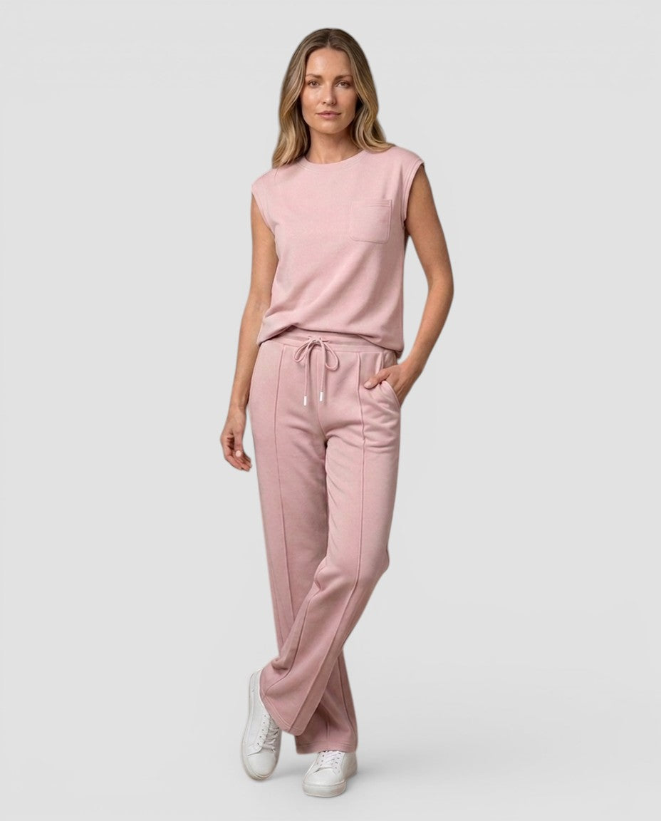 Jensen og Madsen | Dame Jumpsuit med Vide Ben Rund Hals Elegant