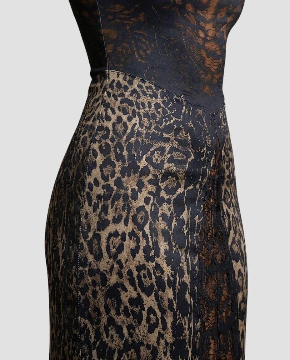 Jensen og Madsen | Gallakjole Dame Leopard Snørt Talje Maxi